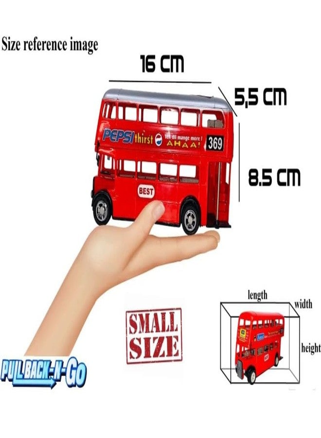COLLEN ARRAY Pullback Bus Toy for Kids, Double Decker, Realistic Model, Pack of 1 Bus- red color-22 - Image 4